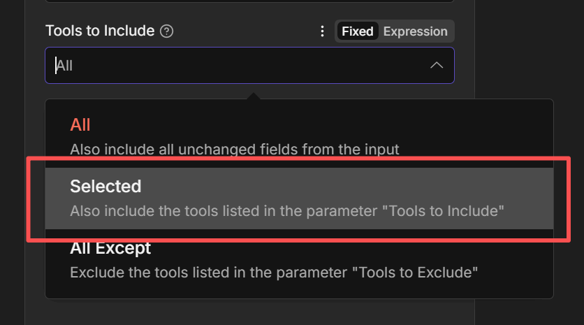 Tools to Include 下拉菜单
